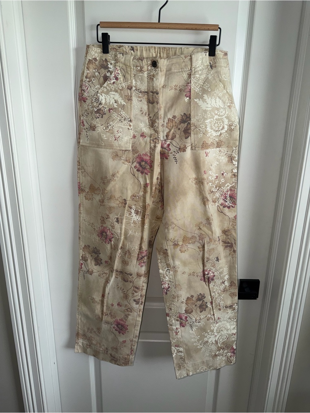 J. Jill Stretch Size 8 Floral Print Wide Leg Pants Y2K Boho Cottagecore